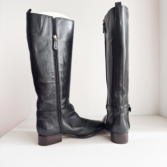 Tory Burch Black Leather Tall Riding Boots 9M - Picture 5 of 11